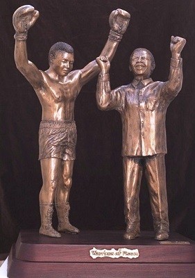 "Warriors of Peace" Sculpture of Nelson Mandela and Muhammad Ali